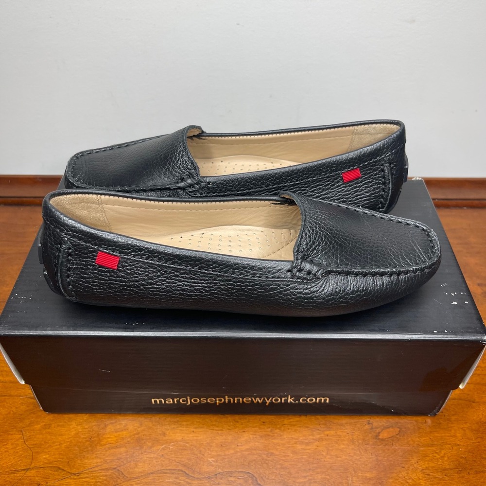 Marc Joseph New York Manhasset‎ Black Tumbled Grainy Leather Driving Loafers 5.5